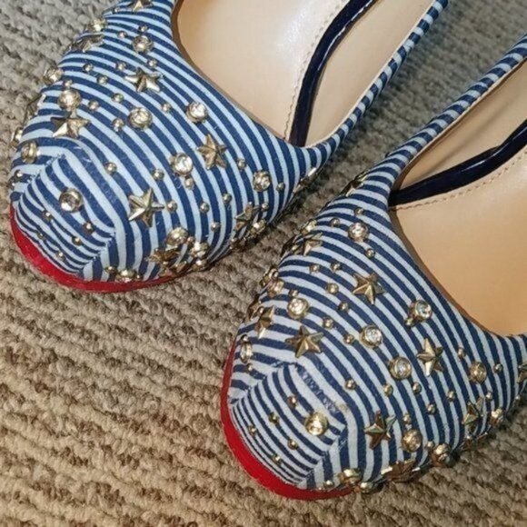 Gianni Bini Heel Shoes Stars Strips Stilettos Platform Pumps WOMEN'S WOMAN'S 8.5 - Picture 4 of 13